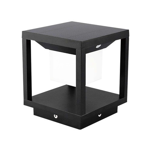 2W LED solcelle bedlampe med sensor - IP65, 3000K, sort, 14x14cm, 3 års garanti