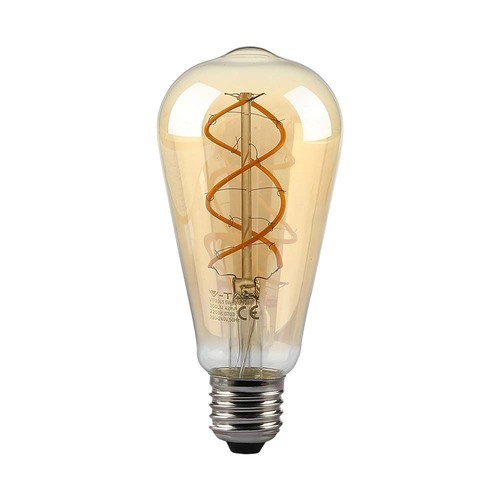 E27 4,8W dimbar LED filament pære - ST64, Amber glass, 1800K, Vintage lys