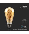 E27 4,8W dimbar LED filament pære - ST64, Amber glass, 1800K, Vintage lys