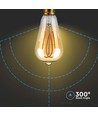 E27 5W ST64 long filament LED pære - Amber glass, 1800K, 300lm, 300° spredning