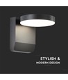 17W Vegglampe - LED, 3000K, Sort hus, Rund, IP65