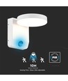 17W LED vegglampe med sensor, rund - IP65, hvit, PIR bevegelsessensor, 2480lm, utendørs/innendørs