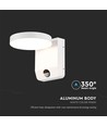 17W LED vegglampe med sensor, rund - IP65, hvit, PIR bevegelsessensor, 2480lm, utendørs/innendørs