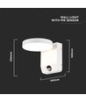 17W Rund LED vegglampe med sensor - IP65, 2480lm, hvit, PIR bevegelsessensor, 4000K