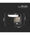 17W rund vegglampe med sensor - IP65, sort, 2480lm, 3000K, PIR sensor, utendørs, inkl. lyskilde