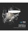 17W LED vegglampe med sensor, rund - IP65, 4000K, sort, PIR sensor, utendørs, 2480lm