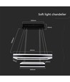 113W LED lysekrone, dimbar - 6300lm, 3000K, sort, Ø60/40cm, 360 grader, Triac dimbar