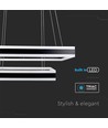 113W LED lysekrone, dimbar - 6300lm, 3000K, sort, Ø60/40cm, 360 grader, Triac dimbar