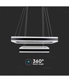 113W LED lysekrone, dimbar - 6300lm, 3000K, sort, Ø60/40cm, 360 grader, Triac dimbar