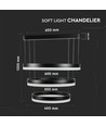 86W Soft Light Chandelier LED pendel - Sort, 3000K, dimbar, 360 grader lys, 3 års garanti