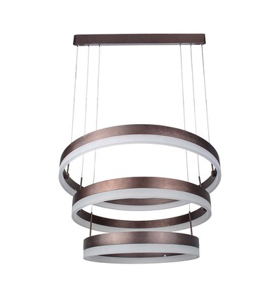 92W LED lysekrone pendel, 3-trinns dimbar - 4550lm, 3000K, kaffebrun aluminium, 360 grader lysspredning