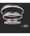 92W LED lysekrone pendel, 3-trinns dimbar - 4550lm, 3000K, kaffebrun aluminium, 360 grader lysspredning