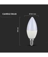 E14 2,9W LED kronepære - 250lm, 3000K, erstatter 25W, SMD LED
