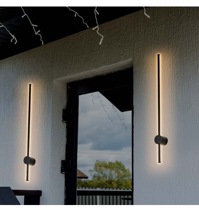 12W LED vegglampe, RA90 - IP65, sort, 1590lm, 3000K, 65cm høy