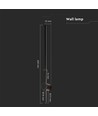 12W LED vegglampe, RA90 - IP65, sort, 1590lm, 3000K, 65cm høy