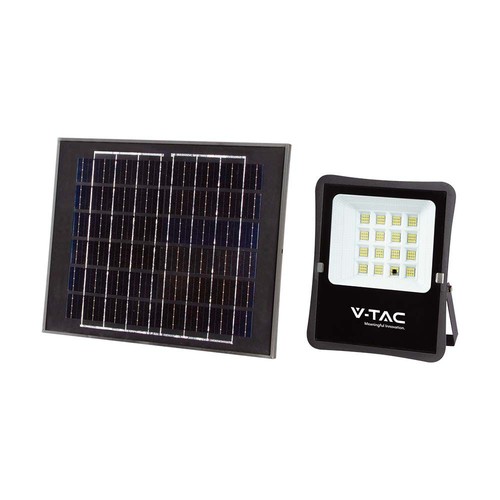 100W LED solar flomlys med solcelle - IP65, sort, fjernkontroll