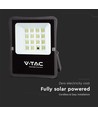 100W LED solar flomlys med solcelle - IP65, sort, fjernkontroll