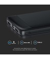 10000mAh Hurtiglader - Powerbank, Svart