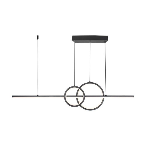 17W LED pendel, sort design - 1500lm, 4000K, Ø91,5cm, IP20, innebygd LED
