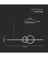 17W LED pendel, sort design - 1500lm, 4000K, Ø91,5cm, IP20, innebygd LED