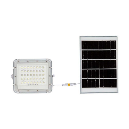 6W LED solcelle lyskaster - IP65, 4000K, hvit, inkl. solcellepanel og fjernkontroll