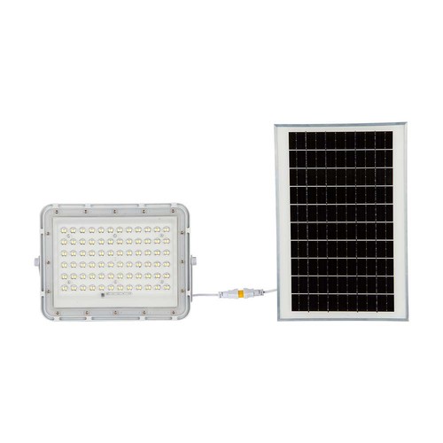 VT LED Solcelle Projektør 120W - 6400K, 12000 mAh Batteri, 3m Kabel, Smart IR Fjernkontroll, Rask Lading, Hvit