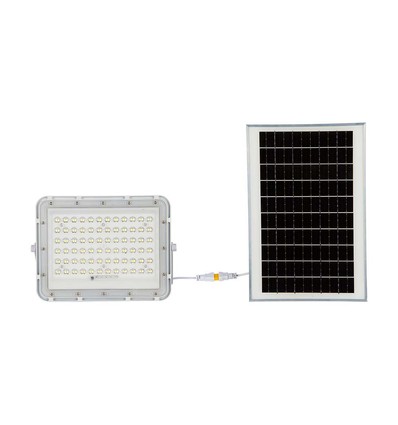 VT LED Solcelle Projektør 120W - 6400K, 12000 mAh Batteri, 3m Kabel, Smart IR Fjernkontroll, Rask Lading, Hvit