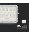 VT LED Solcelle Projektør 120W - 6400K, 12000 mAh Batteri, 3m Kabel, Smart IR Fjernkontroll, Rask Lading, Hvit