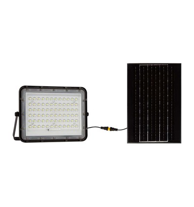 120W Solcelle LED lyskaster med panel - 1200lm, IP65, inkl. fjernkontroll, sort, utendørs