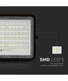 120W Solcelle LED lyskaster med panel - 1200lm, IP65, inkl. fjernkontroll, sort, utendørs