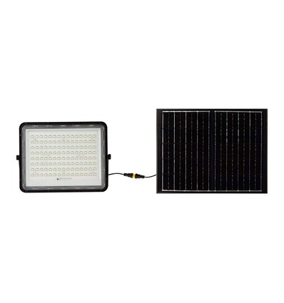 20W solcelle lyskaster med sensor og fjernkontroll - 1800lm, IP65, 6400K, sort kabinett