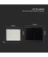 20W solcelle lyskaster med sensor og fjernkontroll - 1800lm, IP65, 6400K, sort kabinett