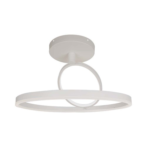 38W LED taklampe i metall - Ø50cm, hvit, dobbelt rund design, 4000lm, 3000K, IP20