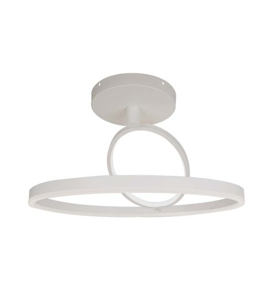 38W LED taklampe i metall - Ø50cm, hvit, dobbelt rund design, 4000lm, 3000K, IP20