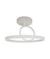 38W LED taklampe i metall - Ø50cm, hvit, dobbelt rund design, 4000lm, 3000K, IP20