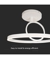 38W LED taklampe i metall - Ø50cm, hvit, dobbelt rund design, 4000lm, 3000K, IP20