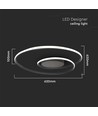 48W LED designer taklampe - 5150lm, Triac dimbar, Ø60cm, sort, 3000K