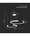 48W LED designer pendel - Hvit, 4000K, Triac dimbar, to halvmåner