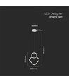 12W hvit pendel taklampe - 28x180cm, 4000K, moderne rombe design, inkl. lyskilde