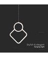 12W hvit pendel taklampe - 28x180cm, 3000K, moderne rombe design, inkl. lyskilde