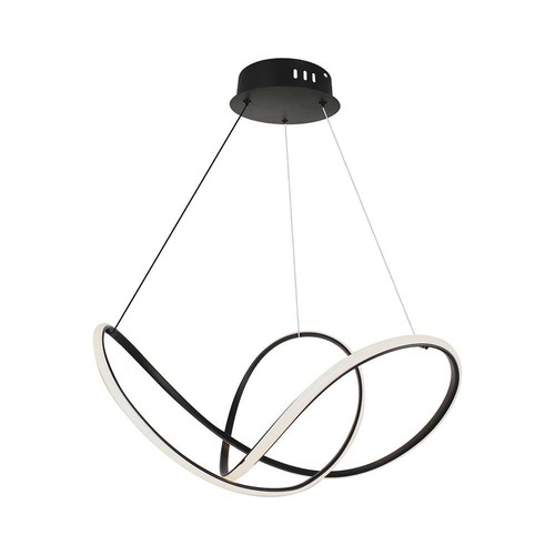 49W LED dekorativ pendel, dimbar - Ø70cm, 5220lm, 3000K, sort kabinett, IP20