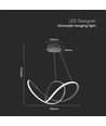 49W LED dekorativ pendel, dimbar - Ø70cm, 5220lm, 3000K, sort kabinett, IP20