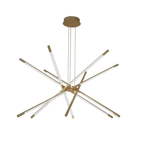 42W LED designer pendel, gull - Dimbar, 12 rør, 3000K, 85x31x120cm