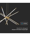 42W LED designer pendel, gull - Dimbar, 12 rør, 3000K, 85x31x120cm