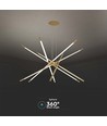 42W LED designer pendel, gull - Dimbar, 12 rør, 3000K, 85x31x120cm