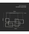 45W LED designer pendel - 120cm, 4800lm, sort, varm hvit, IP20