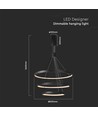 46W LED pendel med 3 ringer, dimbar - 4900lm, 3000K, sort, moderne design