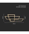 47W LED taklampe - L90xW67cm, 3000K, dimbar, sort finish, dekorativ innendørs belysning