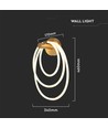 37W Designer LED vegglampe - Gull, Ø35cm, 3940lm, 3000K, IP20