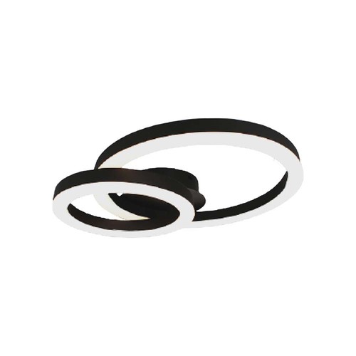 20W LED designer taklampe - To overlappende ringer, Ø45cm, sort, 3000K, 105lm/W